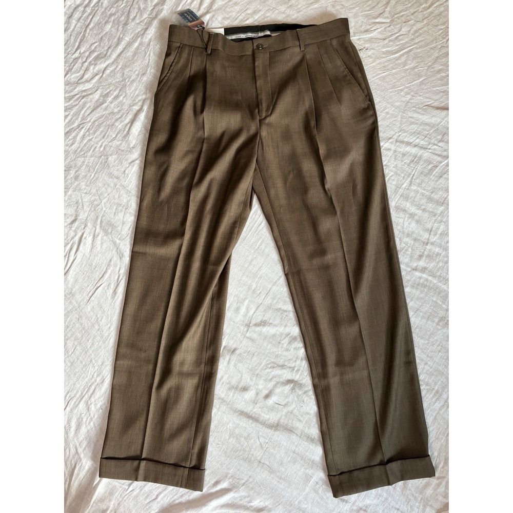 Colours Alexander Julian Dress Pants Mens 36x32 Taupe Pleated Cuffed  Dead Stock